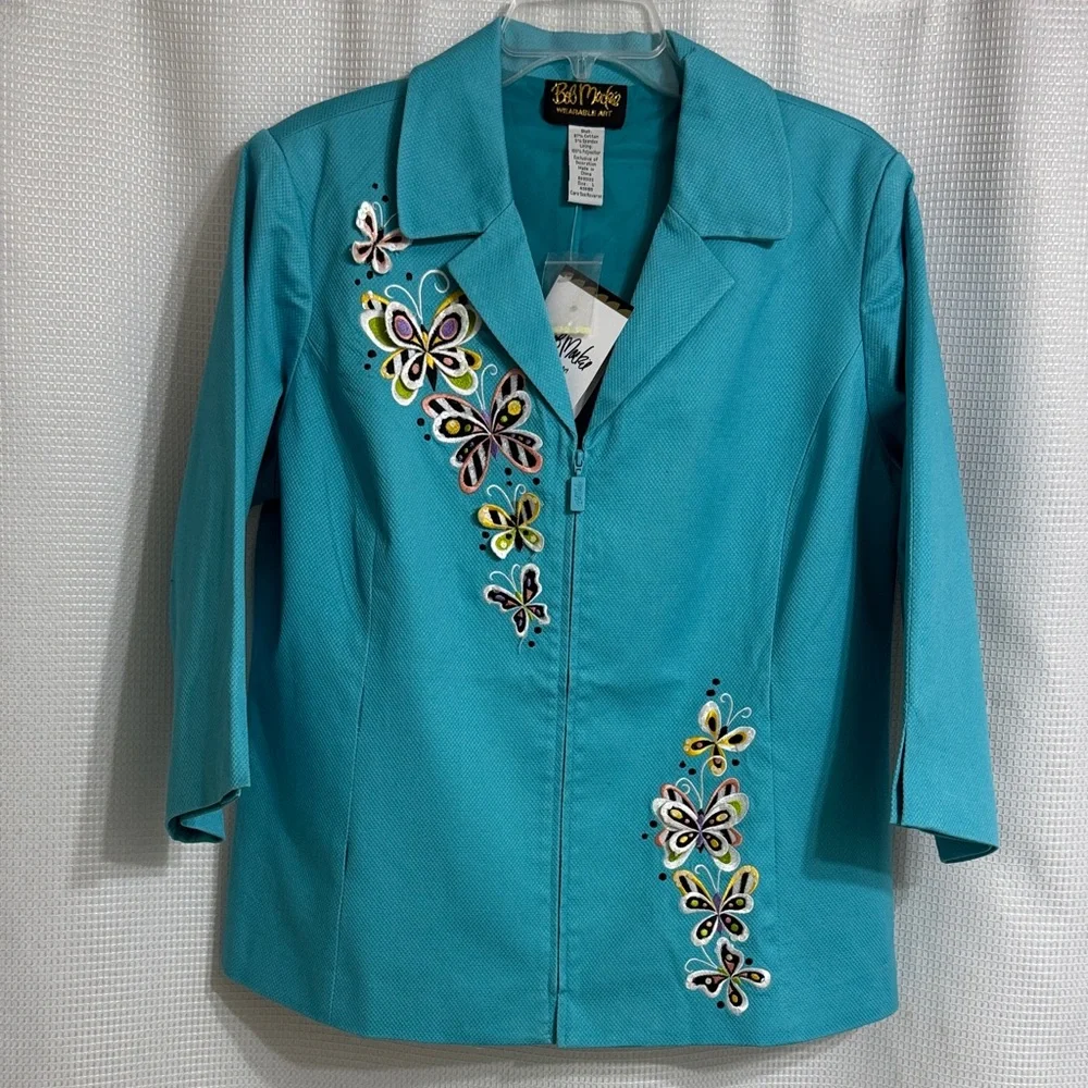 NWT Bob Mackie wearable art 2 piece pants suit. Size L - Picture 3 of 12